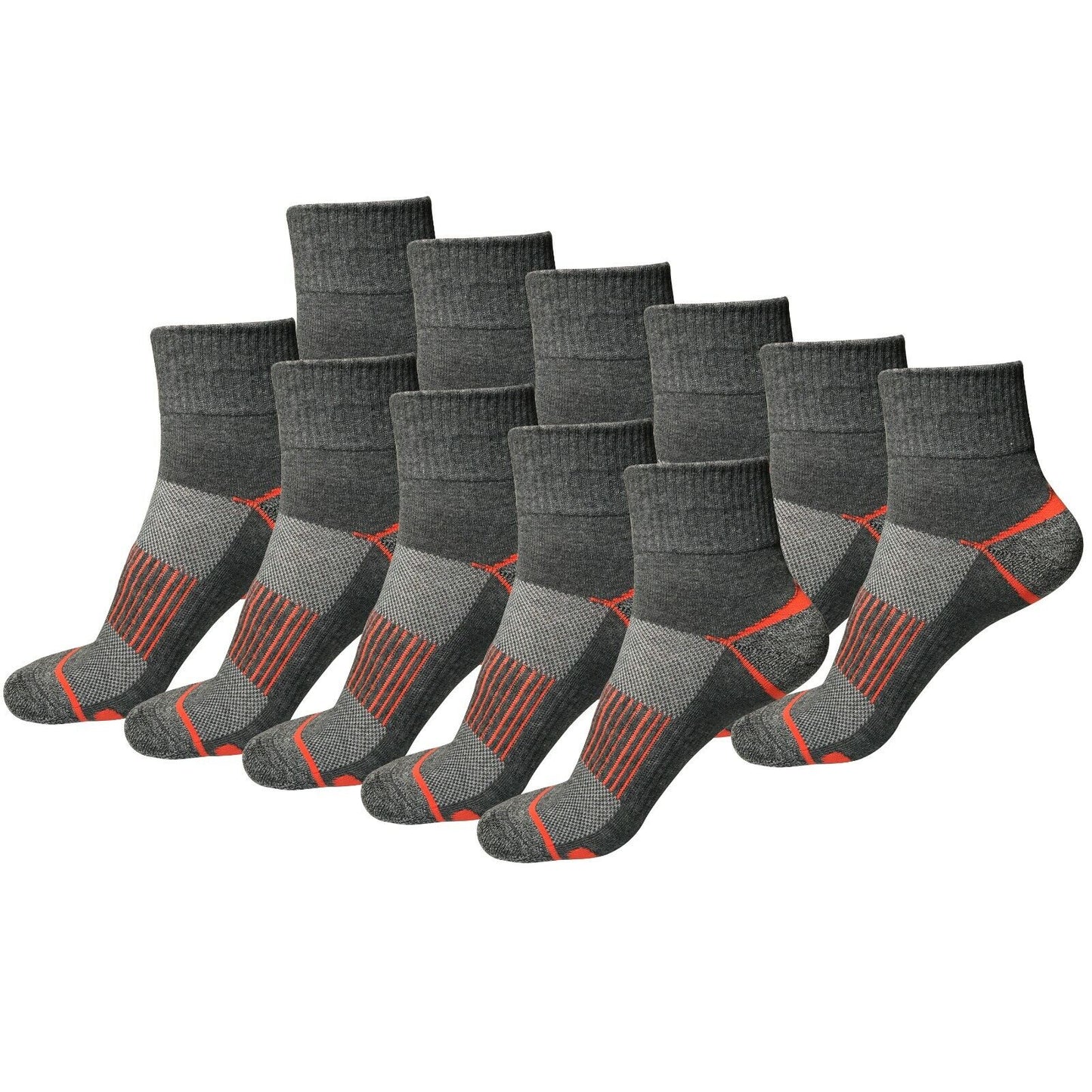 11 Pair Mens Mid Cut Ankle Quarter Athletic Casual Sport Cotton Socks Size 6-12