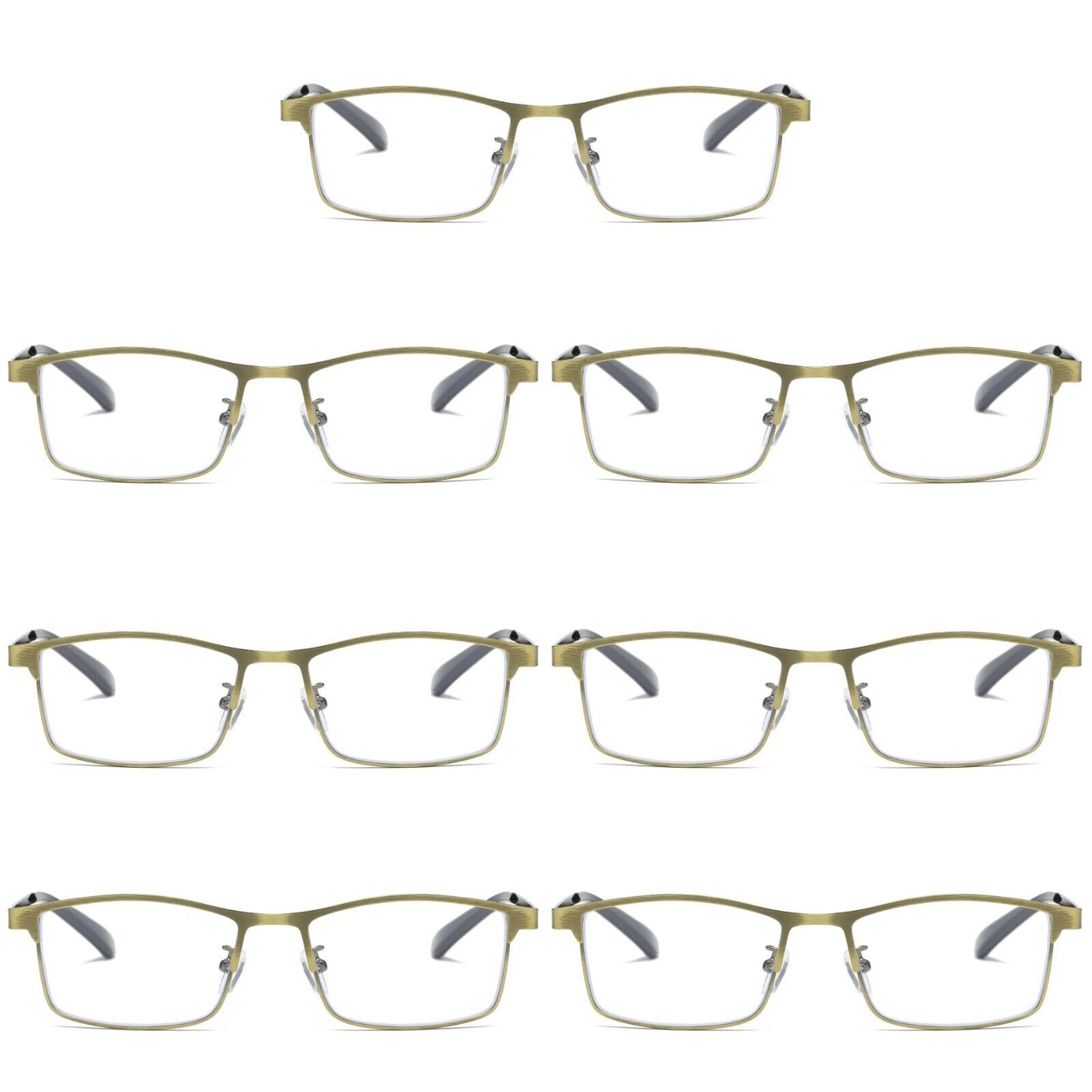 7 PK Men Reading Glasses Anti Blue Light Brass Metal Frame Spring Hinge Readers