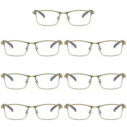 7 PK Men Reading Glasses Anti Blue Light Brass Metal Frame Spring Hinge Readers