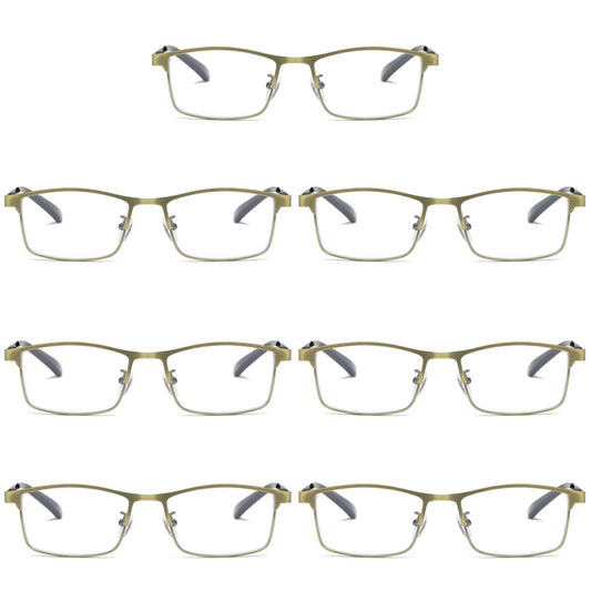 7 PK Men Reading Glasses Anti Blue Light Brass Metal Frame Spring Hinge Readers