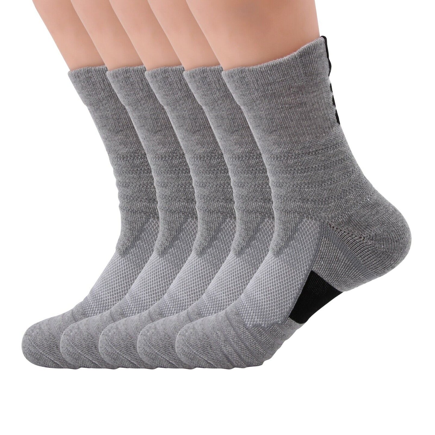 5pair Mens Cotton Athletic Sport Casual Long Work Crew Boot Socks Size 9-11 6-12