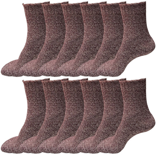 12 Pairs Womens Soft Winter Wool Thick Knit Thermal Warm Crew Cozy Boot Socks