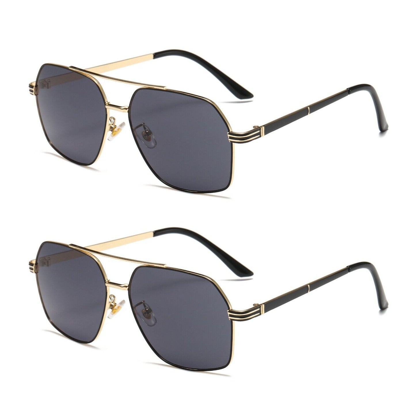 2 PK Unisex Retro Aviator Pilot Fashion Classic Sunglasses for Men Women Driving