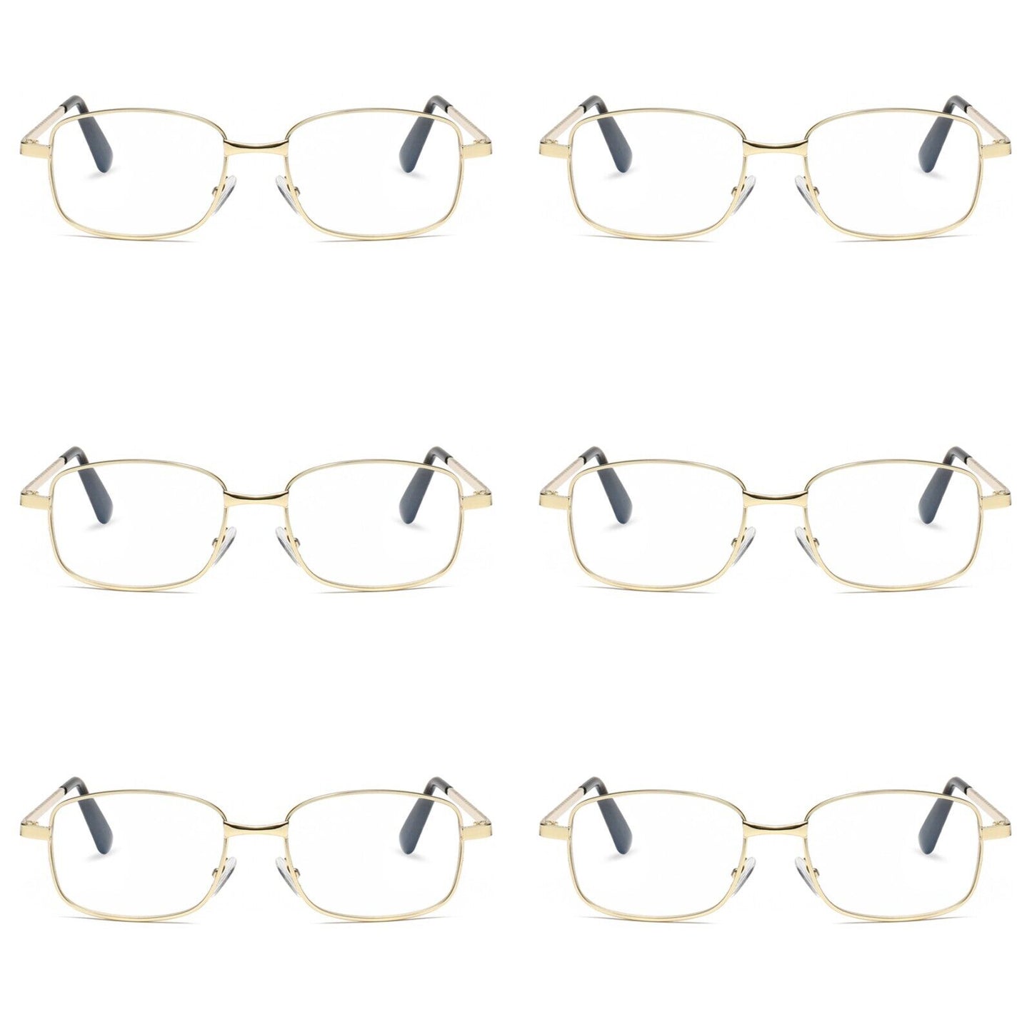 6 PK Mens Womens Metal Frame Clear Lens Reading Glasses Fashion Classic Readers