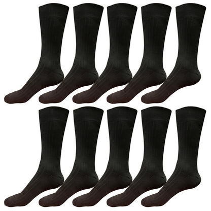 Lot 10 Mens Comfort Cotton Casual Classic Crew Dress Socks Mid Calf 9-13