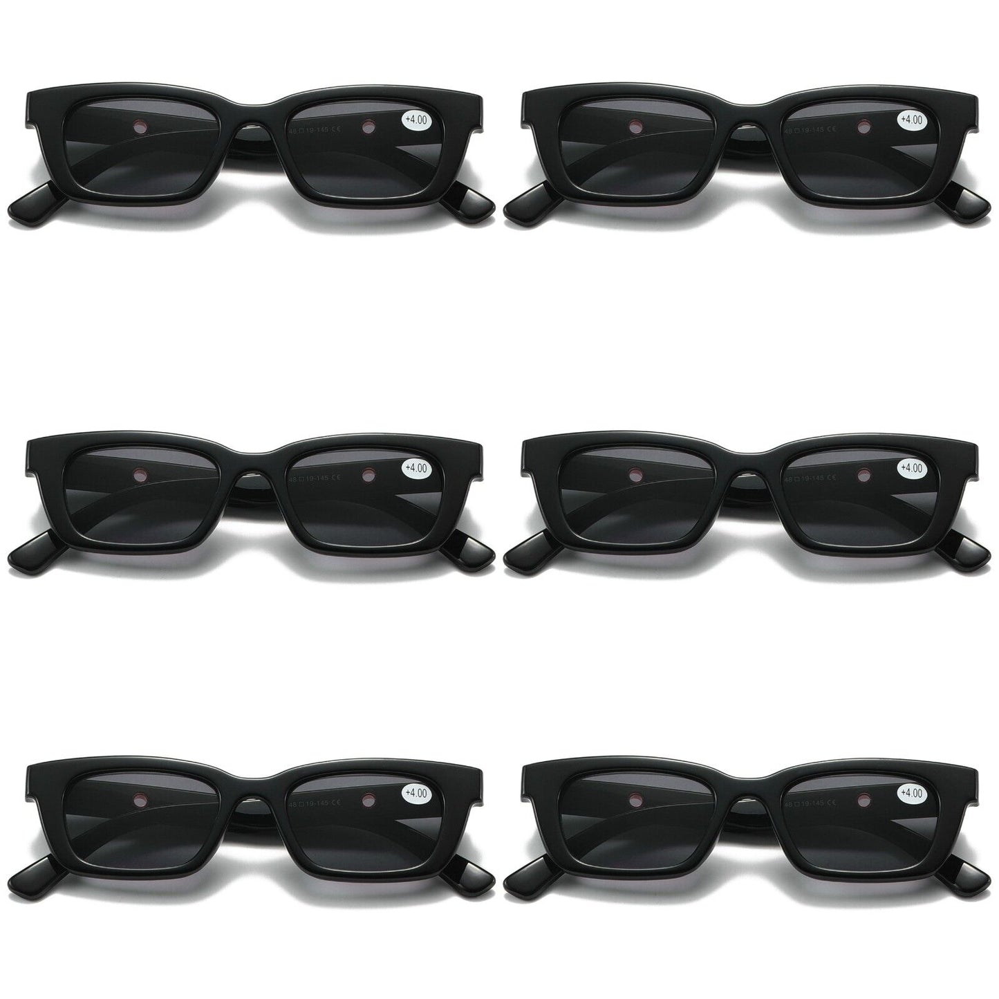 6 PK Black Unisex Full Lens Tinted Sun Readers Reading Sunglasses UV400 Protect