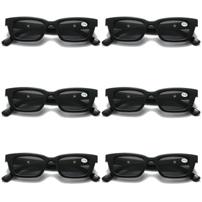 6 PK Black Unisex Full Lens Tinted Sun Readers Reading Sunglasses UV400 Protect