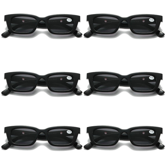 6 PK Black Unisex Full Lens Tinted Sun Readers Reading Sunglasses UV400 Protect