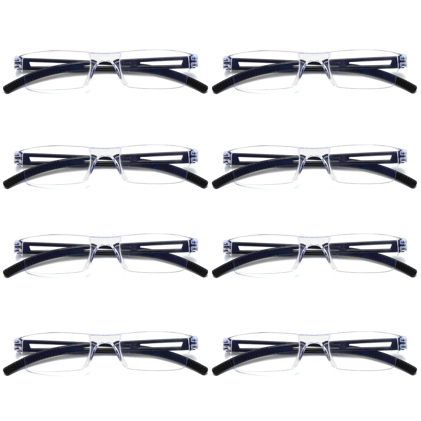 8PK Men Women Blue Light Blocking Reading Glasses Rimless Unisex Computer Reader