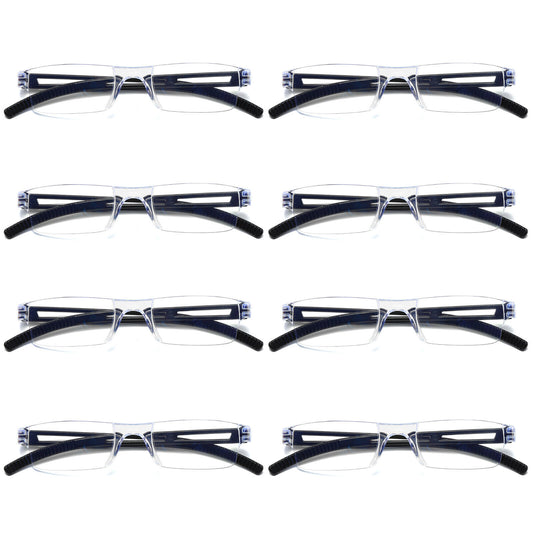 8PK Men Women Blue Light Blocking Reading Glasses Rimless Unisex Computer Reader