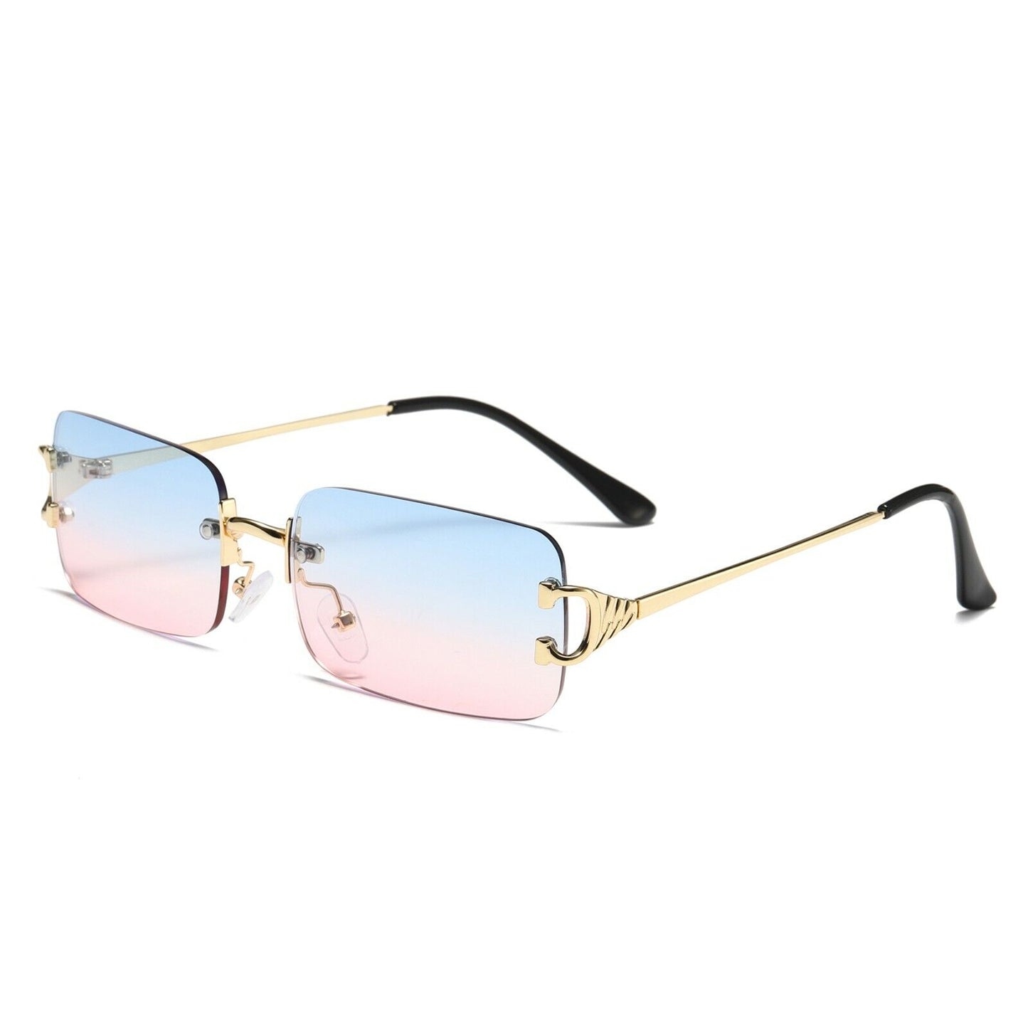 Unisex Retro Metal Frame Rimless Classic Fashion Sunglasses for Men Women Ladies