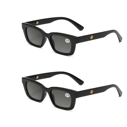 2PK Mens Womens Square Magnified Full Tinted Lens Sun Readers Reading Sunglasses