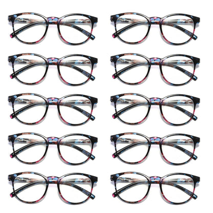 10Pair Ladies Womens Round Big Frame Blue Light Blocking Reading Glasses Readers