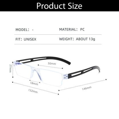 12 Men Women Blue Light Blocking Reading Glasses Rimless Unisex Computer Reader