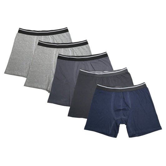 5PK Assorted Mens Cotton Boxer Briefs Comfort Flexible Soft Waistband Underwear