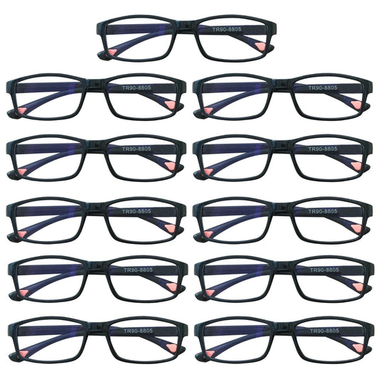 11 Packs Unisex Rectangular Frame Reading Glasses Classic Readers for Men Women