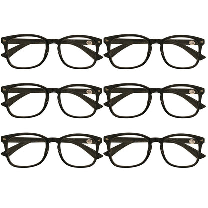 6 Pack Mens Womens Oval Round Frame Reading Glasses Blue Light Blocking Readers