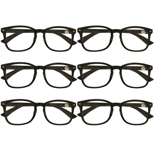 6 Pack Mens Womens Oval Round Frame Reading Glasses Blue Light Blocking Readers