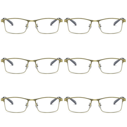 6 PK Men Reading Glasses Anti Blue Light Brass Metal Frame Spring Hinge Readers