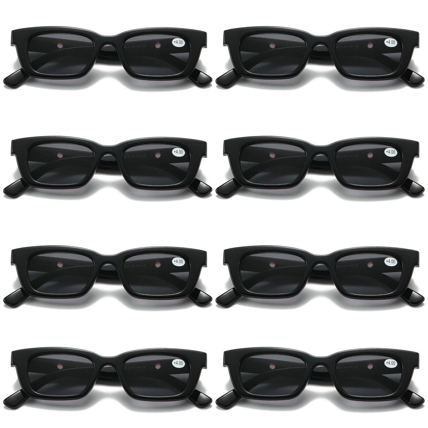 8 PK Black Unisex Full Lens Tinted Sun Readers Reading Sunglasses UV400 Protect