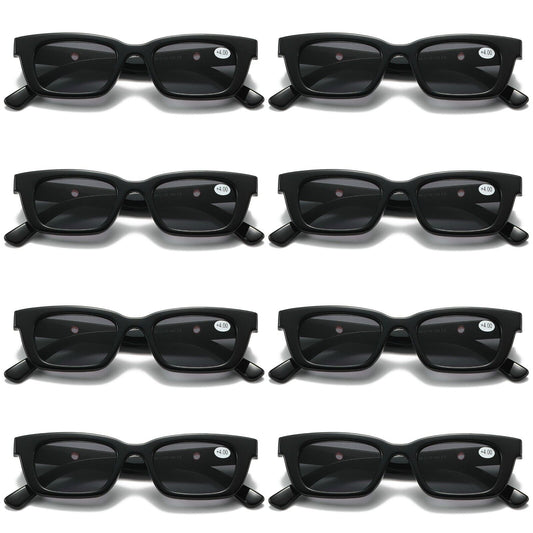 8 PK Black Unisex Full Lens Tinted Sun Readers Reading Sunglasses UV400 Protect