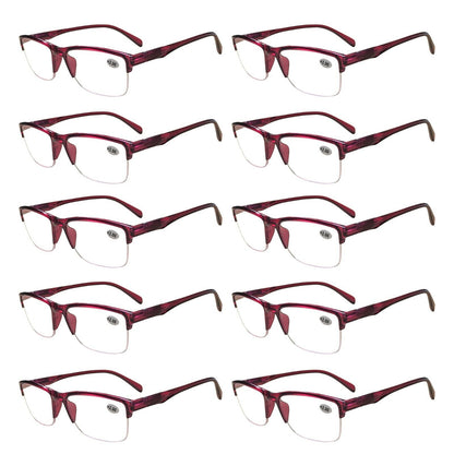 10 Pairs Womens Ladies Half Frame Classic Reading Glasses Spring Hinge Readers