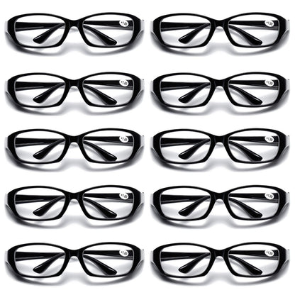 10 PK Full Lens Men Womens Black Reading Glasses Clear Readers with Side Shields