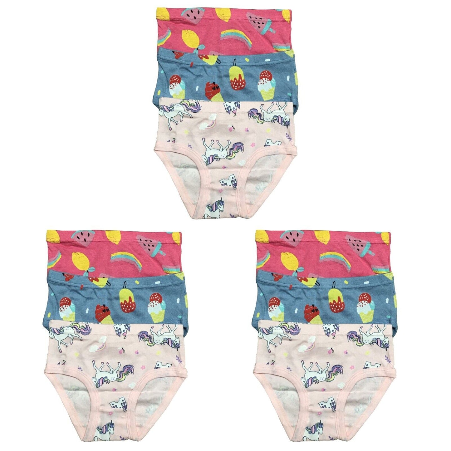 9 PK Toddler Little Girls Cotton Underwear Briefs Kids Panties Mermaid Pattern