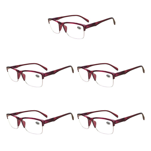 5 Pairs Womens Ladies Half Frame Classic Reading Glasses Spring Hinge Readers