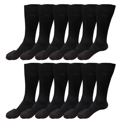 Lot 12 Mens Comfort Cotton Casual Classic Crew Dress Socks Over the Calf 9-13