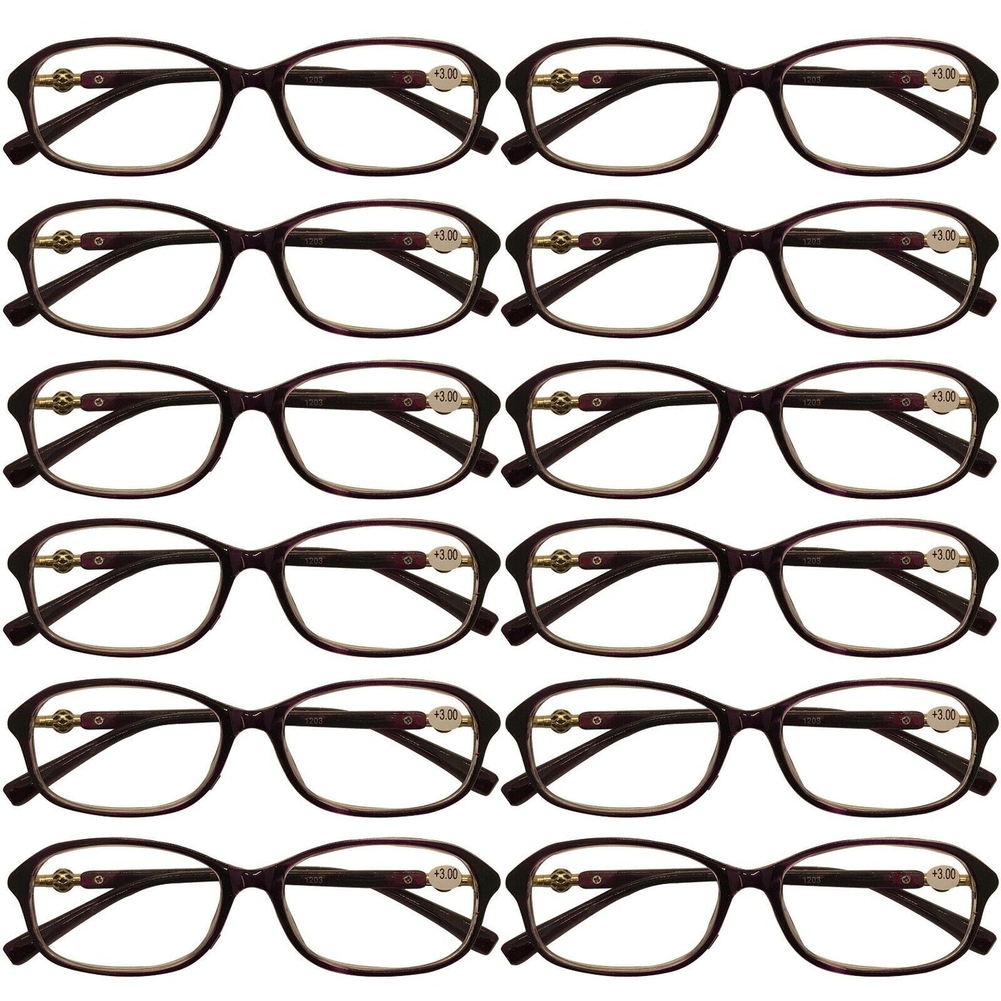 12 Packs Womens Oval Frame Reading Glasses Lightweight Classic Style Readers