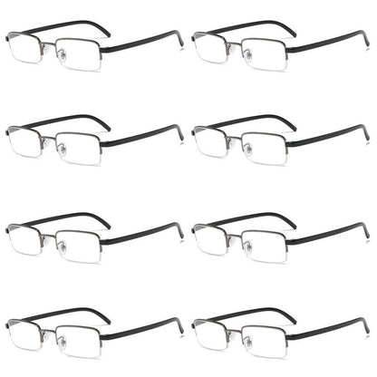 8 PK Mens Half Frame Reading Glasses Black Readers 1.00 1.50 2.00 2.50 3.00 4.00