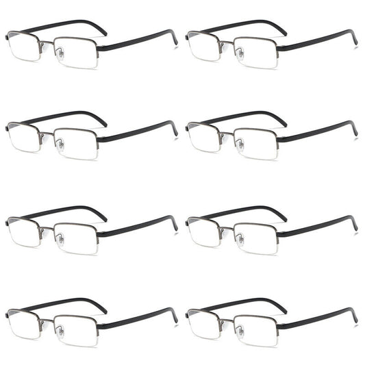 8 PK Mens Half Frame Reading Glasses Black Readers 1.00 1.50 2.00 2.50 3.00 4.00