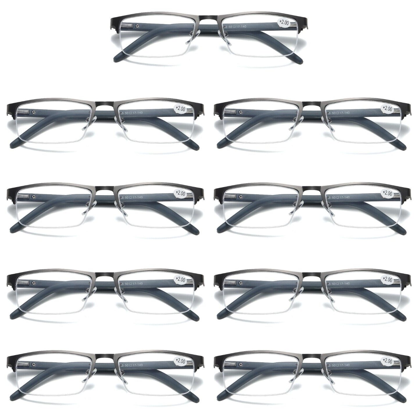 9 PK Mens Spring Hinge Half Frame Blue Light Blocking Reading Glasses Readers