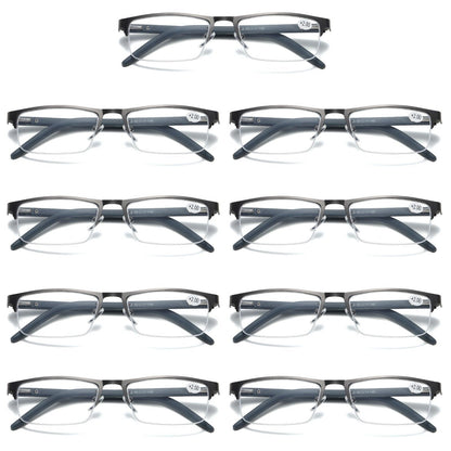 9 PK Mens Spring Hinge Half Frame Blue Light Blocking Reading Glasses Readers