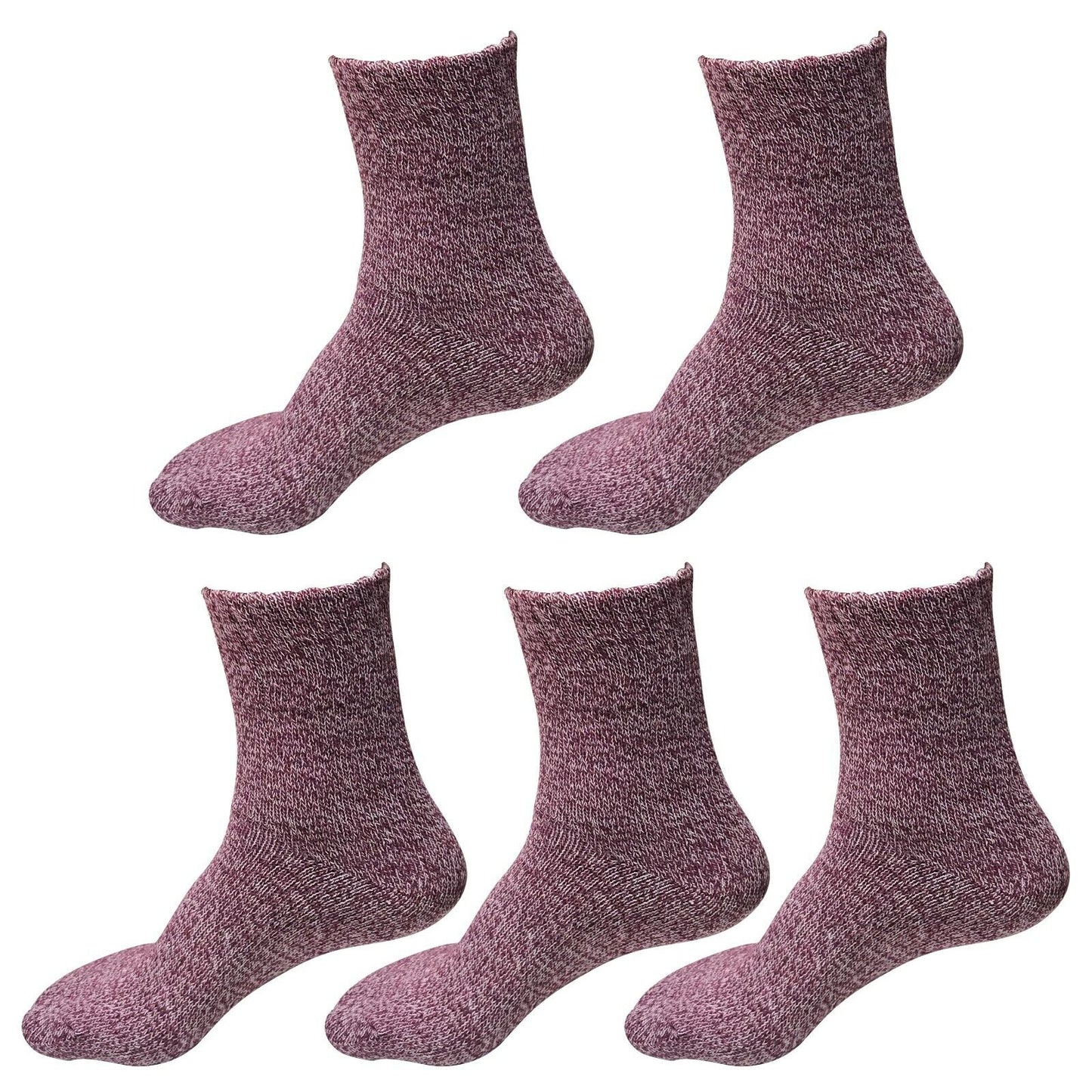 5 Pairs Womens Soft Winter Wool Thick Knit Thermal Warm Crew Cozy Boot Socks