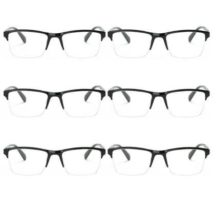 6 Packs Men Women Unisex Square Half Frame Reading Glasses Spring Hinge Readers