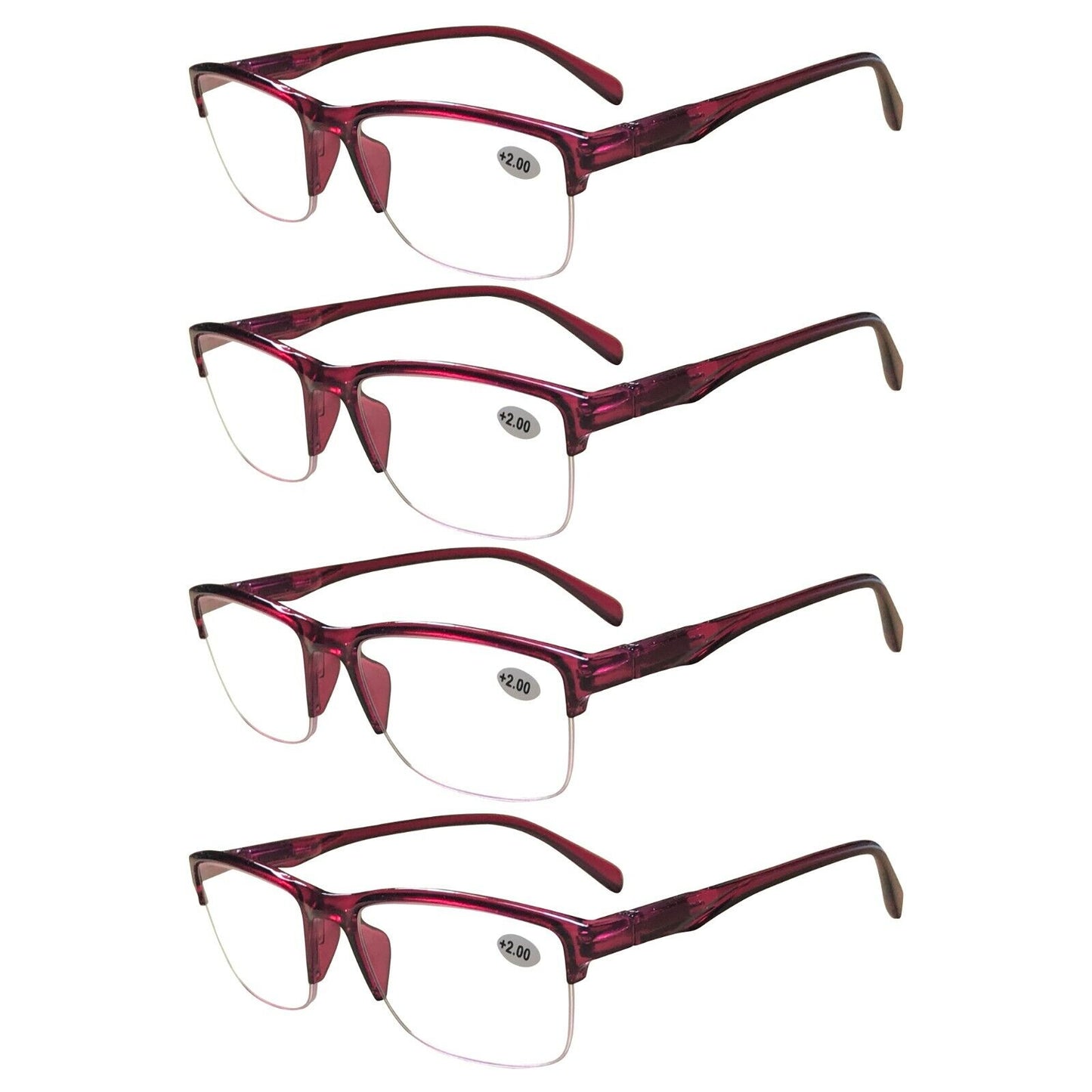 4 Pairs Womens Ladies Half Frame Classic Reading Glasses Spring Hinge Readers