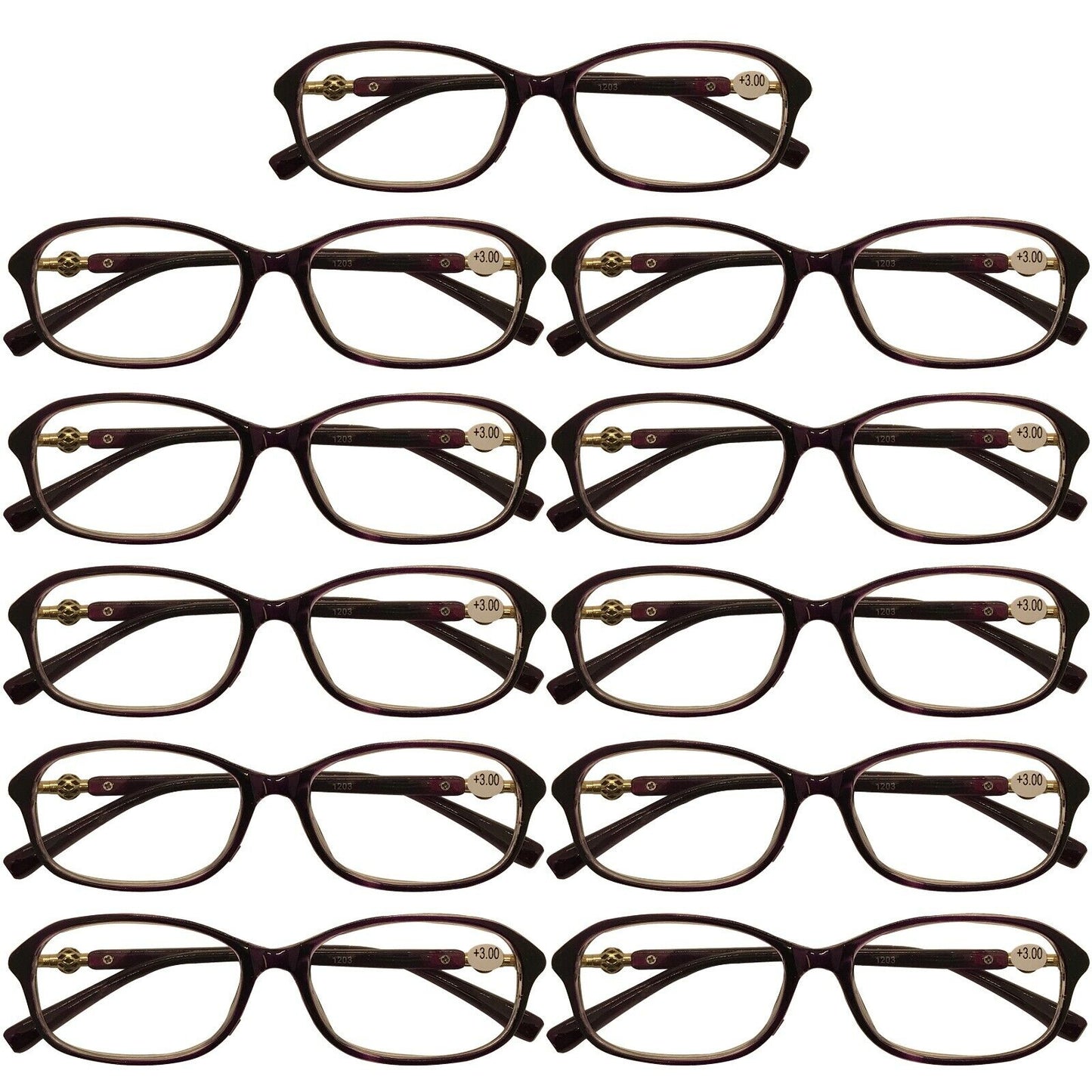 11 Packs Womens Oval Frame Reading Glasses Lightweight Classic Style Readers