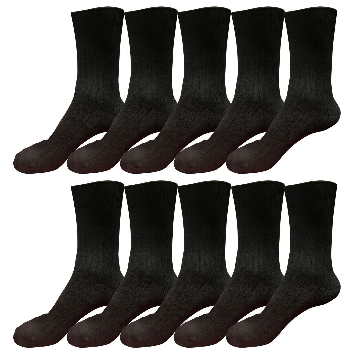 10 pairs 98% Cotton Mens Comfortable Casual Crew Dress Socks Mid Calf Size 9-11