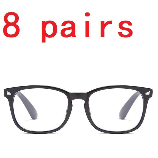 8 Pair Women Ladies Mens Unisex Round Frame Reading Glasses Blue Light Blocking