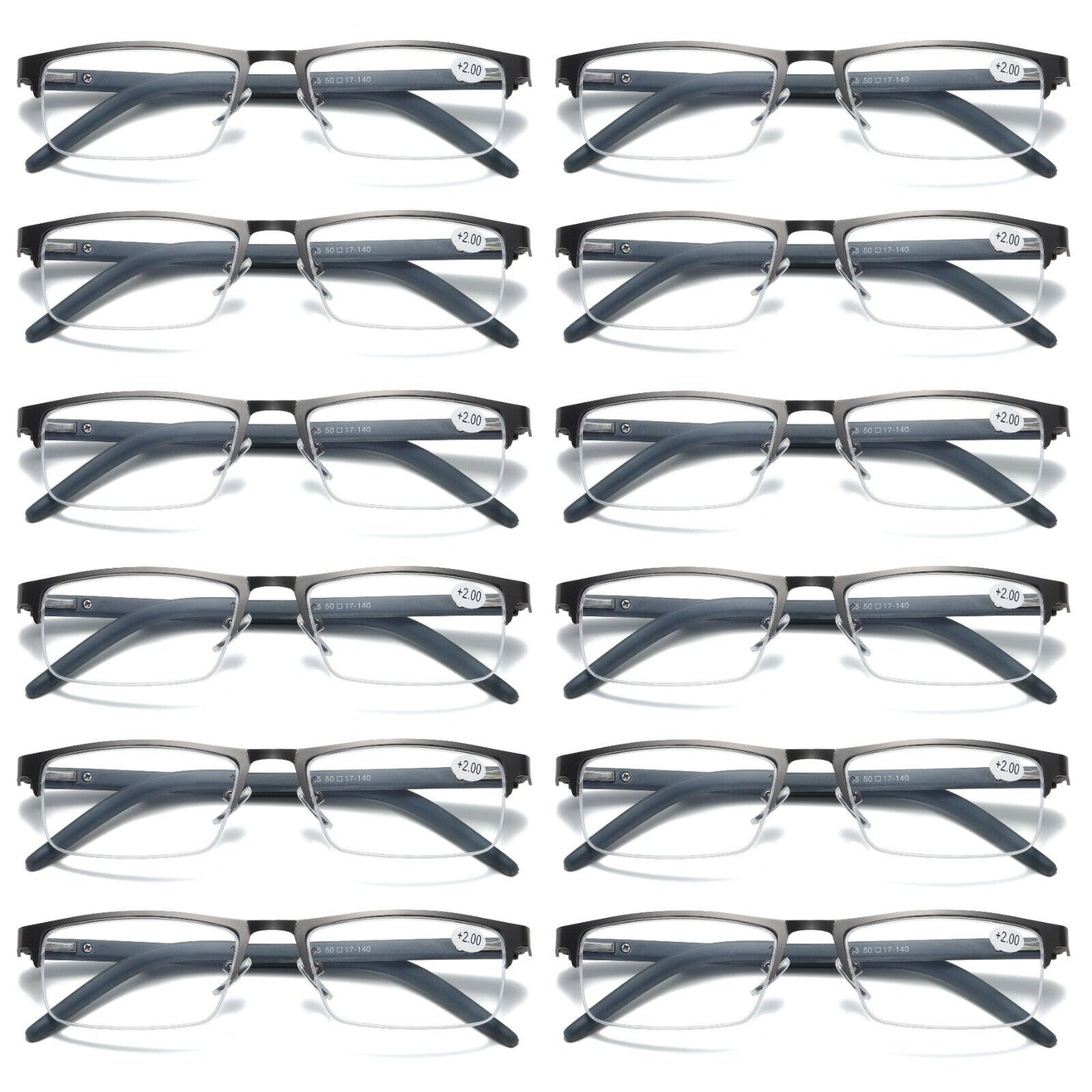 12 PK Mens Spring Hinge Half Frame Blue Light Blocking Reading Glasses Readers