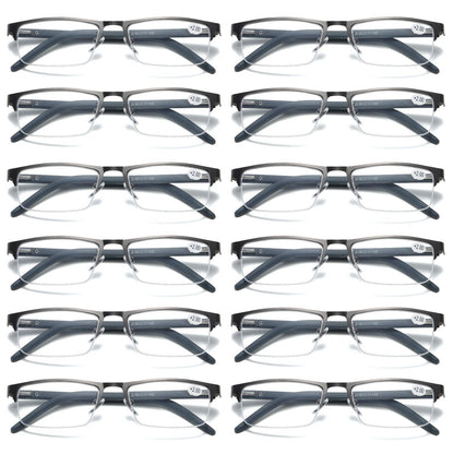 12 PK Mens Spring Hinge Half Frame Blue Light Blocking Reading Glasses Readers