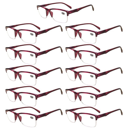 11 Pairs Womens Ladies Half Frame Classic Reading Glasses Spring Hinge Readers