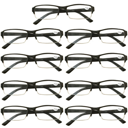 9 Packs Mens Womens Rectangle Frame Reading Glasses Blue Light Blocking Readers