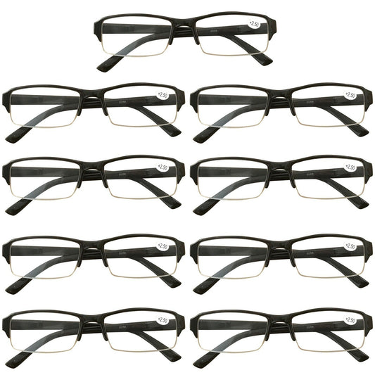 9 Packs Mens Womens Rectangle Frame Reading Glasses Blue Light Blocking Readers