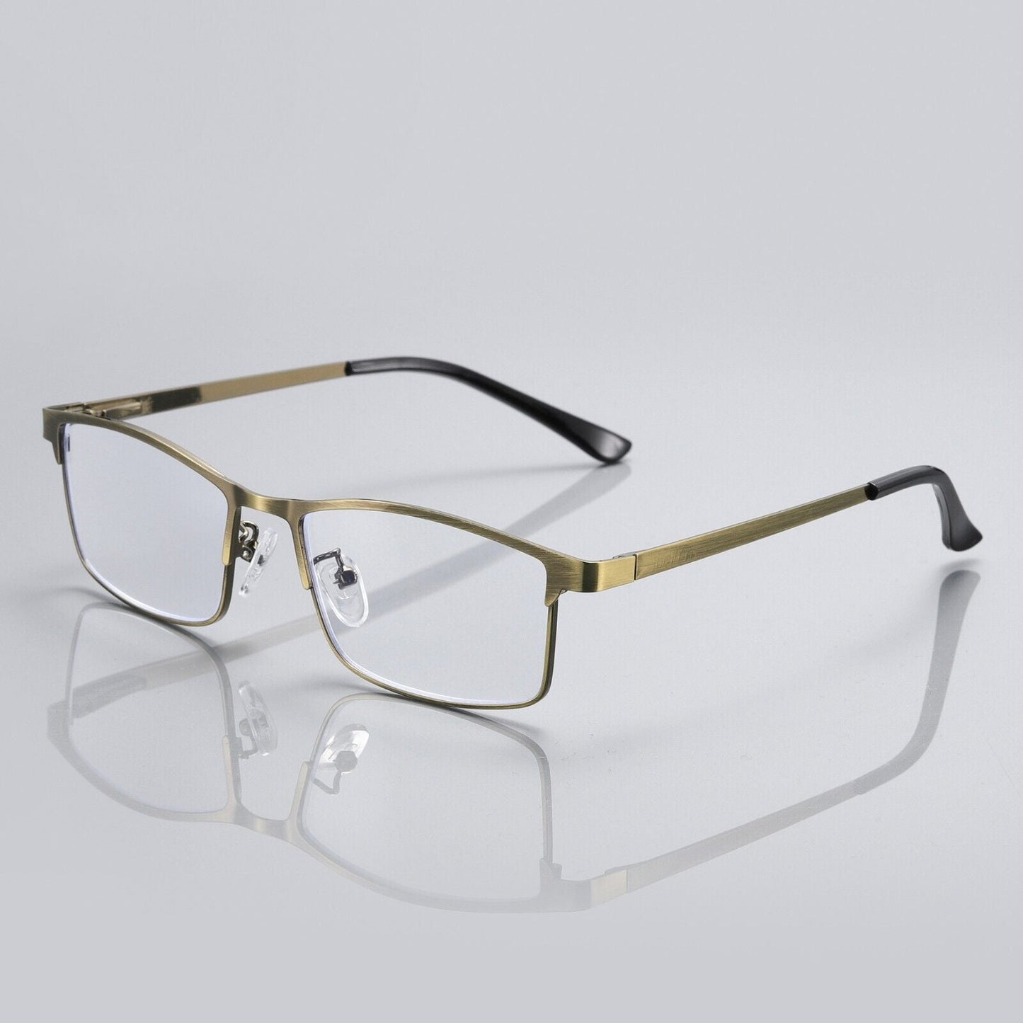 1 PK Mens Spring Hinge Metal Frame Blue Light Blocking Reading Glasses Readers