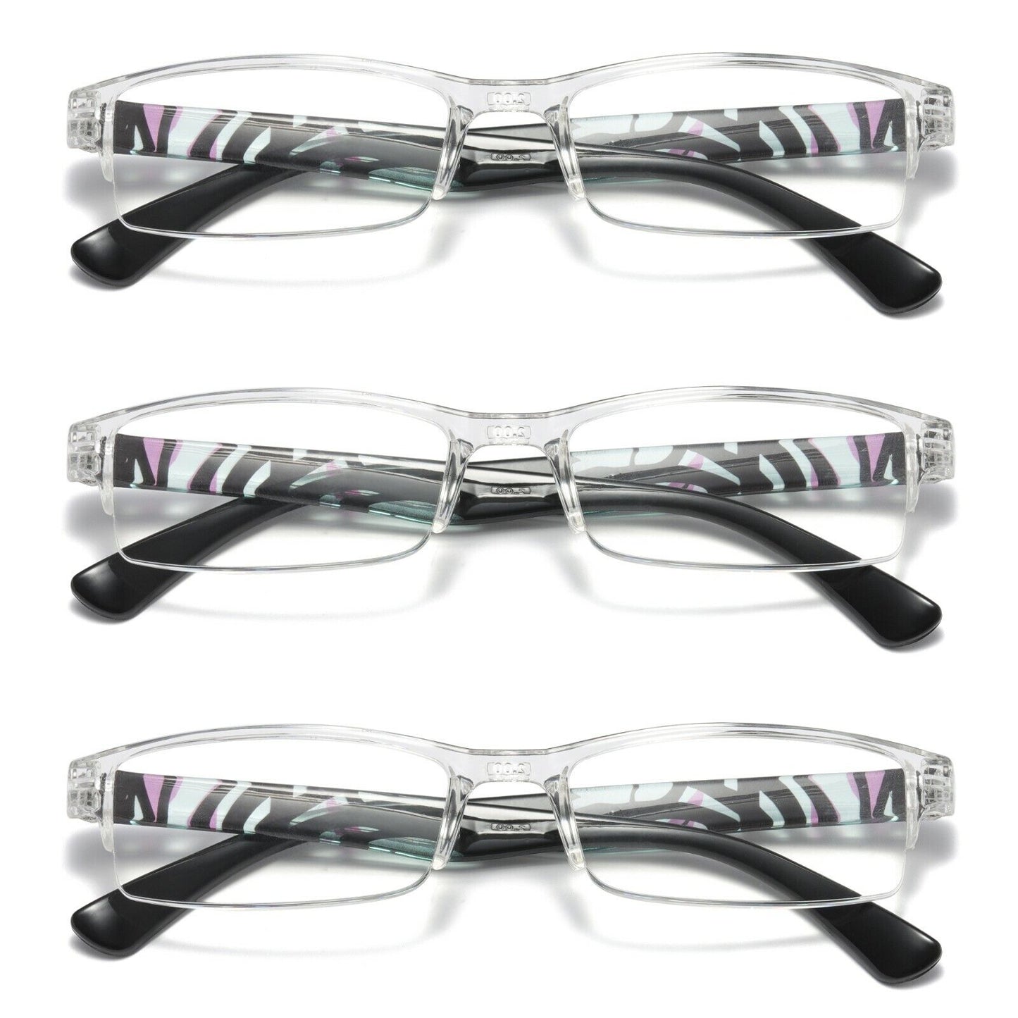 3 PK Men Women Rectangle Half Frame Blue Light Blocking Reading Glasses Readers