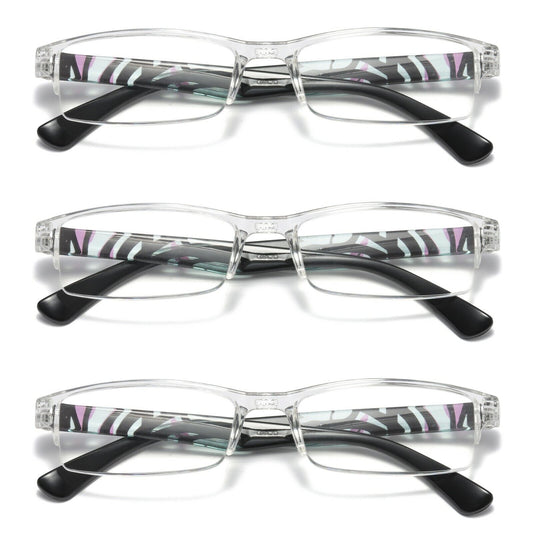 3 PK Men Women Rectangle Half Frame Blue Light Blocking Reading Glasses Readers