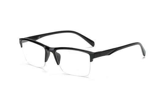 1 Pair Fashion Square Half Frame Reading Glasses Spring Hinge Readers for Men